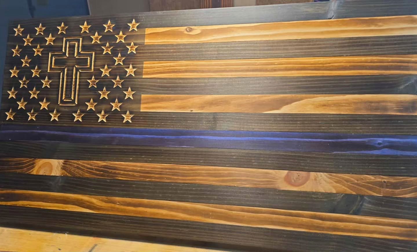 Thin blue line flag with cross star field