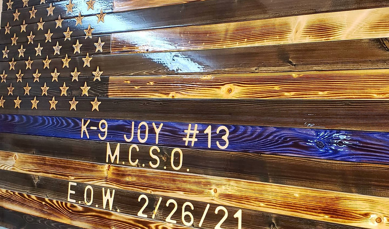 K-9 memorial flag engraved K-9 Joy #13
